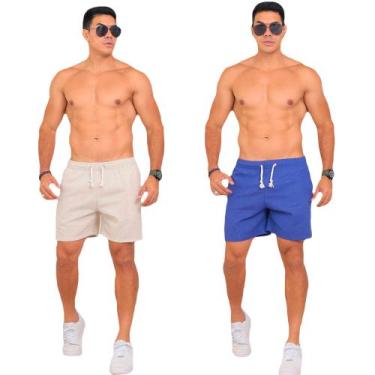 Imagem de Kit 2 Shorts Masculino Casual Linho Liso Confortável Leve - Obstinate,