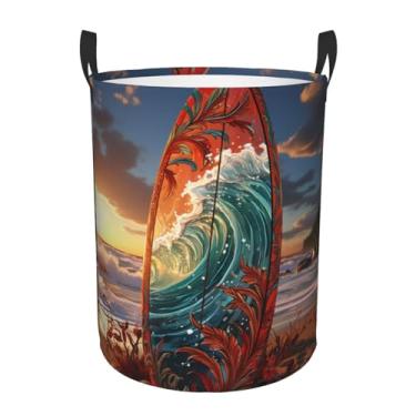 Imagem de Cesta de lavanderia colorida para prancha de surfe, dobrável, impermeável, cesto de armazenamento de roupas com alças, pano Oxford, organizador de brinquedos, cesta para banheiro, lavanderia, quarto