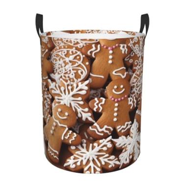 Imagem de Cesto de roupa suja dobrável à prova d'água para biscoitos de gengibre, cesto de armazenamento de roupas com alças, pano Oxford, organizador de brinquedos, cesta para banheiro, lavanderia, quarto