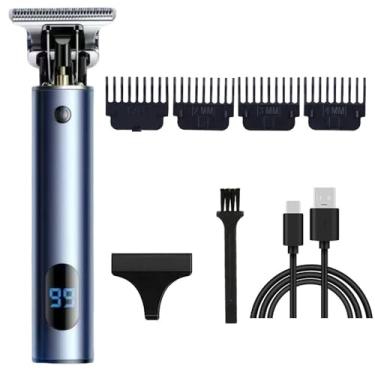 Imagem de Aparador de cabelo profissional para homens e mulheres, sem fio, recarregável, aparador de cabelo, kit de cuidados com corte corporal de metal, barbearia (tela média cinza escuro)