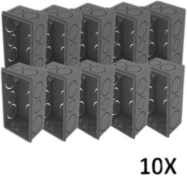 Imagem de Kit 10 Caixa De Luz 4X2 Embutir Cinza Tuboline