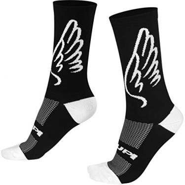 Imagem de Meia para Corrida Bike HUPI Asas 1 Par Cano Médio, Cor: Preto, Tamanho 36-42