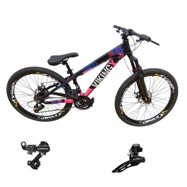 Imagem de Bicicleta 26 VikingX T25 21v Cambio Traseiro e Dianteiro Shimano Pneu Aro 26 Balão Preto-Unissex