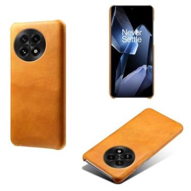 Imagem de Capa para Oneplus 13,Proteção contra quedas,Casca de volta de cor sólida simples,Design de couro de imitação de plástico-Orange