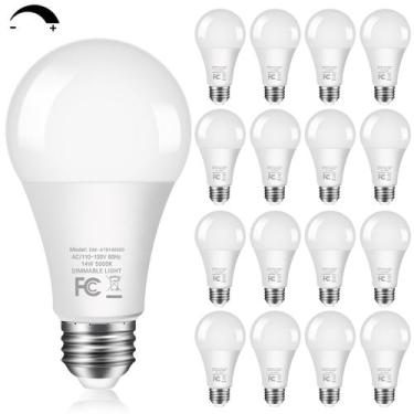 Imagem de Lâmpadas LED GOZIG 14W 1500LM 5000K reguláveis A19, pacote com 16