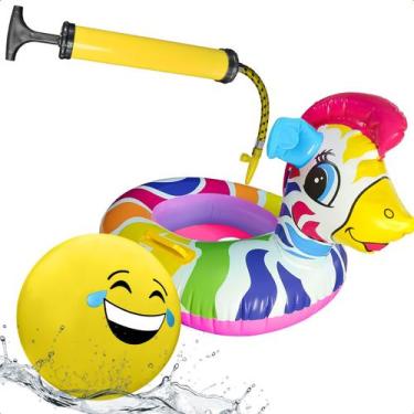 Imagem de Boia Infantil Bichinhos Inflável + Bola Inflável Borracha e Bomba de A