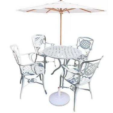 Imagem de Conjunto de Jardim com Mesa, 4 Cadeiras Havana Alumínio Fundido e Ombr