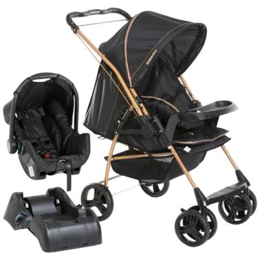 Imagem de Carrinho Milano Reversivel Iii Preto Golden C/ Bebe Conforto E Base - Galzerano