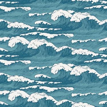 Imagem de VaryStyle Papel de parede vintage azul marinho/branco oceano costeiro descascar e colar papel de parede azul mar tempestuoso ondas tempestuosas papel de parede autoadesivo para banheiro quarto 45 x
