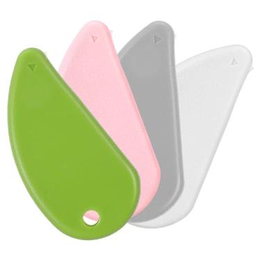 Imagem de ElevateTech 4 peças de cortador de caixa de cerâmica, abridor de pacote, mini cortador de caixa com orifício para pendurar, chaveiro retrátil, abridor de envelopes, branco, rosa, verde, cinza, cordão