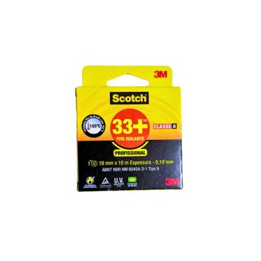 Imagem de Fita Isolante Preta 33+ Profissional 10M 0,19X19mm Scoth - 3M