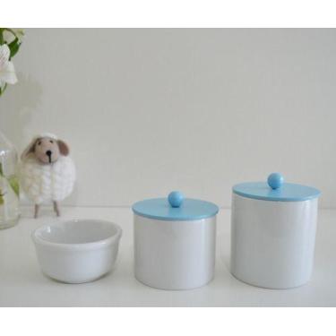 Imagem de Kit Higiene Branco Bebê Porcelana Unissex Colorido Banho K163 - Cirand