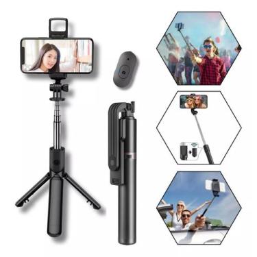 Imagem de Bastão Pau de Selfie Tripé Retrátil Com Luz LED Controle Bluetooth Cel