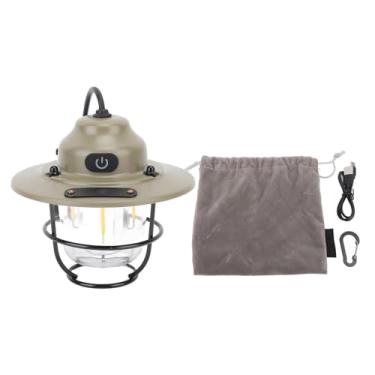 Imagem de LED Lanterna de acampamento Vintage Recarregável à prova d'água Luz externa com Bateria de 1200mAh de escurecimento para caminhada engrenagem portátil de acampamento Iron ABS PC (Verde)