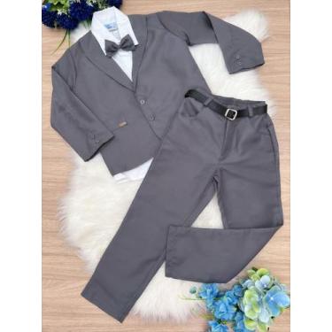 Imagem de Terno Social Com Calça Cinza Camisa Branca Gravata - Mali Modinha Kids