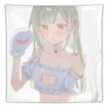 Imagem de LIEGBMEU Tapeçaria sexy de anime menina 152 x 152 cm arte de colcha de parede decoração de tapeçaria caprichosa AF165