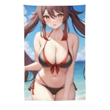 Imagem de LIEGBMEU Sexy Bikini Hot Anime Girl Tapeçaria 152.4 cm x 228.6 cm Interior Exterior Wall Quilt Art Decoração de Tapeçaria Caprichosa, AC012