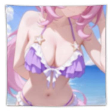 Imagem de LIEGBMEU Sexy Bikini Hot Anime Girl Tapeçaria 152.4 cm x 152.4 cm Interior Exterior Wall Quilt Art Decoração de Tapeçaria Caprichosa, AC107