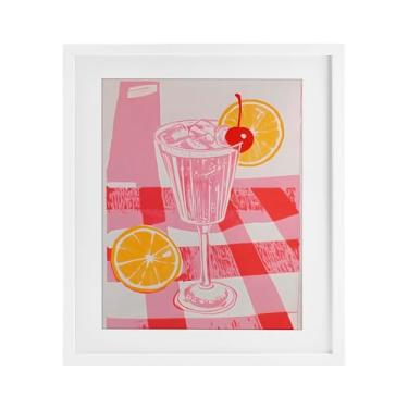 Imagem de Stupell Industries Toalha de mesa rosa limonada branca emoldurada sob o vidro design por Walker Noble, 40 x 33