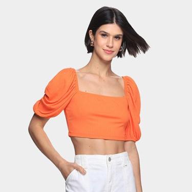 Imagem de Blusa Colcci Cropped Lisa Manga 3/4 Feminina-Feminino