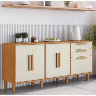 Imagem de Balcão 5 Portas 2 Gavetas Lorena Kaiki Móveis - Nature/Off