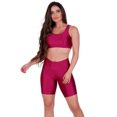 Imagem de Conjunto Top e Bermuda 3D Academia Fitness Bruna - NAKA MODAS, Pink, M