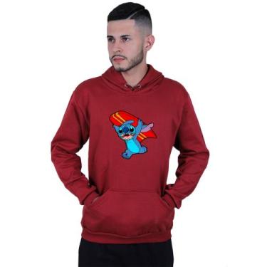 Imagem de Moletom Unissex Canguru Lilo Stitch Surf - Lafre, Vermelho escuro, P