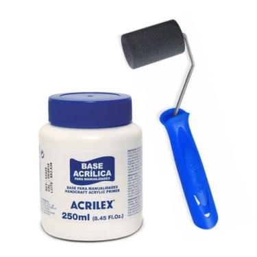 Imagem de Base Acrílica para Artesanato Branca 250ml Acrilex Atóxica + Rolo de P