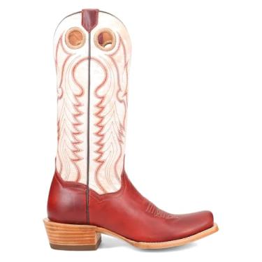 Imagem de Dan Post Botas femininas Adelaide bordadas, bico quadrado, sem cadarço, cano médio, salto baixo, 2,5 a 5 cm - branco, vermelho, branco, vermelho, 36