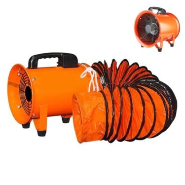 Imagem de HUIZHITENGDA Ventilador de fluxo axial móvel portátil de 12 polegadas, ventilador de 550W/220V, ventilador de túnel industrial com duto de ar de 10M adequado para porões e oficinas de fábrica