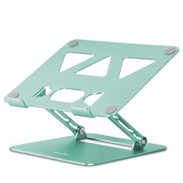 Imagem de Aoviho Suporte de laptop ajustável para mesa, suporte e suporte de laptop portátil, suporte dobrável de alumínio para notebook MacBook Air Pro, HP, Lenovo, Dell, Samsung, 10 a 15,6 polegadas (verde
