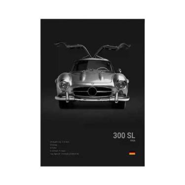 Imagem de Pôster De Carro Esportivo Luxuoso Preto E Branco, Arte Em Tela Para De