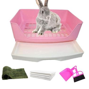 Imagem de Caixa sanitária PINVNBY Large Rabbit Corner Banheiro para pequenos ani