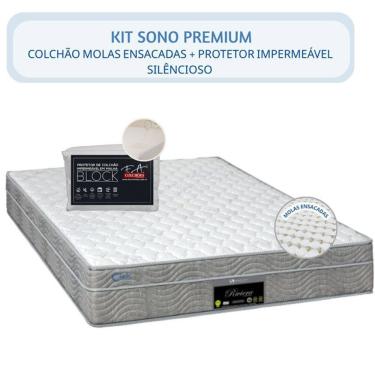 Imagem de Kit Colchão Queen Riviera Molas Ensacadas 158x198x25 + Protetor Fa Block Impermeável - Confortável - Macio