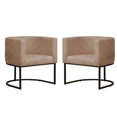 Imagem de Kit 2 Poltronas Reforçada Decorativa Sala Gabriela Base Ferro Preta Suede