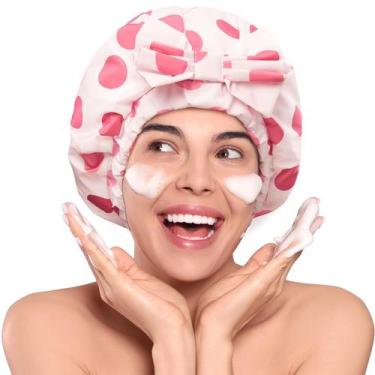 Imagem de Touca de banho LitBear Luxury Silk Lined Waterproof Pink Dots