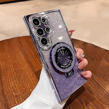 Imagem de HJZSZX para Samsung A55 Luxury Glitter Bracket Case Capa de Revestimento (para Samsung A55/Roxo)