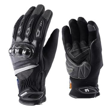 Imagem de Masontex Luvas de motocicleta, luvas de inverno de fibra de carbono M37D, à prova de chuva e tela sensível ao toque, luvas de inverno para homens, luvas para motocross, quadriciclos, UTV (preto, G)