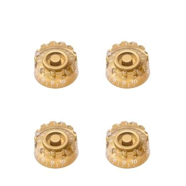 Imagem de DIAO79NI Botões de velocidade métricos grossos serrilhados de 18 estrias para guitarra elétrica Epiphone Les Paul SG, dourado/branco (conjunto de 4)