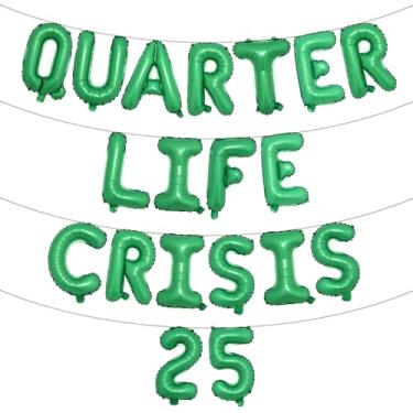 Imagem de Quarto de vida crise 25 decorações de aniversário divertidas decorações de festa de aniversário 25 artigos de festa 25 anos (QUARTER LIFE CRISIS 25 Green)