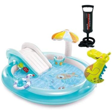 Imagem de Piscina Infantil Inflável 160 Litros Jacaré Esguicha Água Intex Com Bo