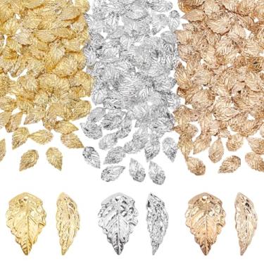 Imagem de AHANDMAKER 150 peças, 3 cores, pingentes com padrão de folhas, brincos pendentes de folhas de outono, pingentes de metal, plantas de outono, decorações com furo para pulseira, colar, faça você mesmo