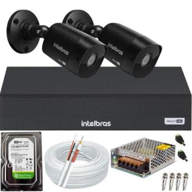 Imagem de Kit Intelbras 2 Câmeras de Segurança 1220b Black Dvr 4ch Full Hd