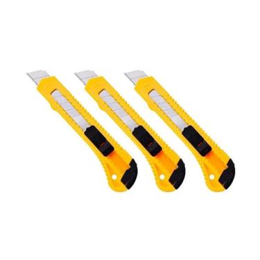 Imagem de Kit 3 Estilete Com Trava Lâmina Larga 8286 18Mm Brasfort