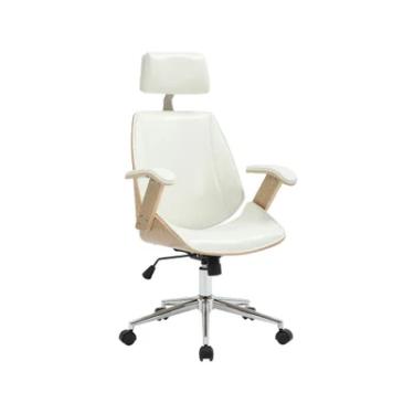 Imagem de Cadeira De Escritório Ergonômica Presidente Giratória Office Lisboa Madeira Natural Rivatti Cor:branco
