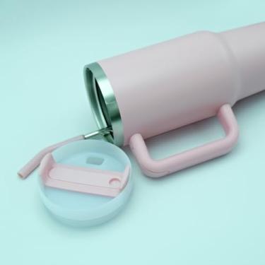 Imagem de Garrafa térmica em aço inoxidável Mantém as bebidas na temperatura ideal Ideal para o ginásio, trabalho, viagens e uso diário (Rosa Gradiente com estrelas)