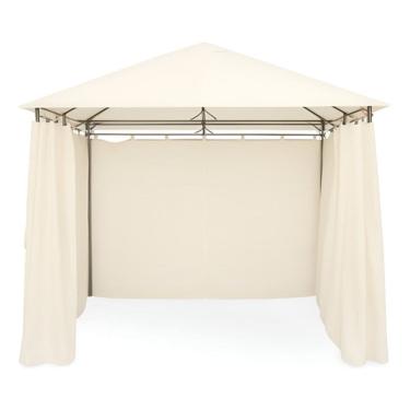Imagem de Gazebo Com Cortinas Tenda Pergolado Toldo Jardim 3x3m Aco Bege