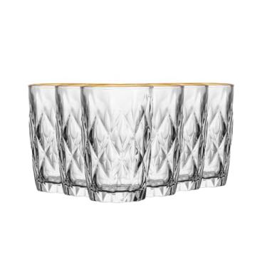 Imagem de Conjunto 6 Copos Altos de Vidro com Fio de Ouro Diamond 350ml - Lyor
