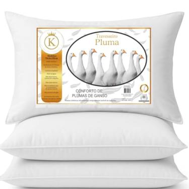 Imagem de Travesseiro Pluma Ganso Sintetico 50x70 Macio Plumante Siliconizado Hotel Premium Branco