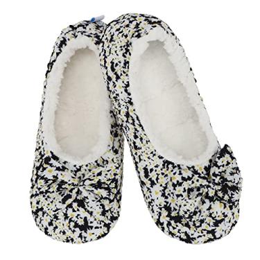 Imagem de Snoozies Meias femininas forradas com sherpa – Pantufas fofas e fofas com sola antiderrapante – Pantufas femininas quentes, Preto, Medium
